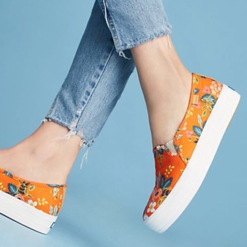 Keds x Rifle Paper Co. orange floral platform shoe